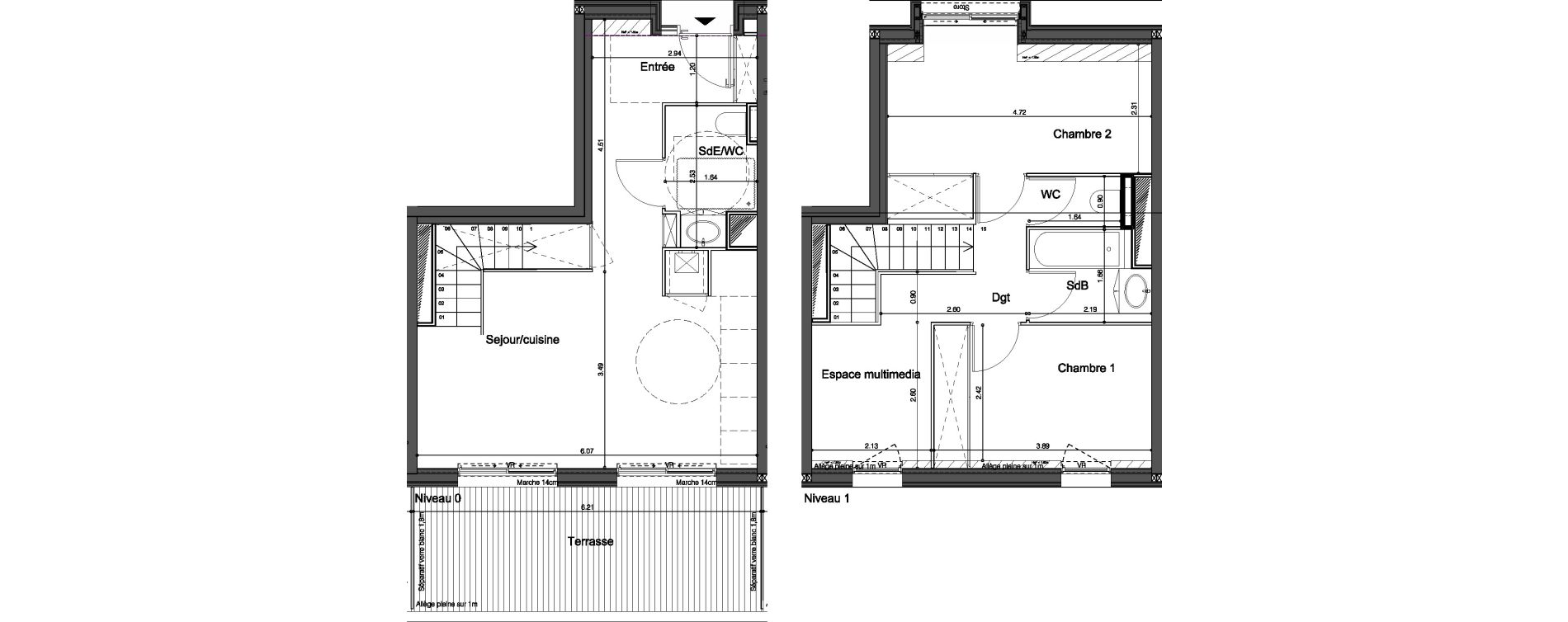 Duplex T3 de 67,70 m2 &agrave; Bordeaux Tivoli