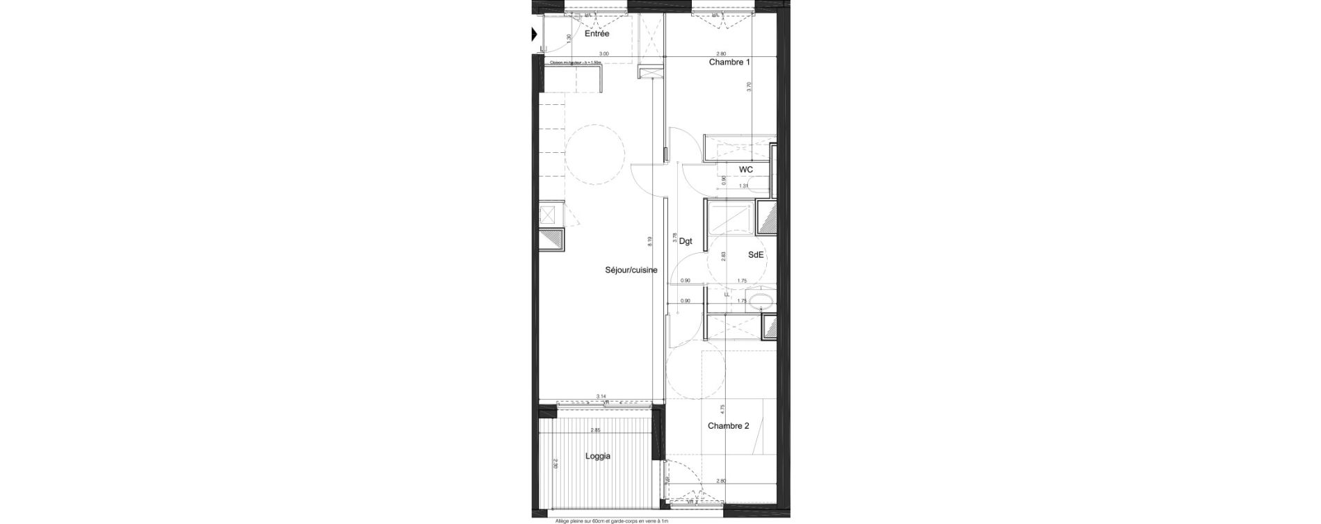 Appartement T3 de 62,35 m2 &agrave; Bordeaux Tivoli