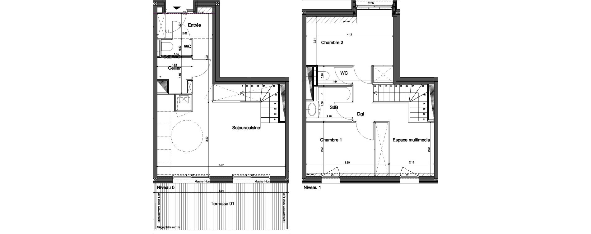 Duplex T3 de 64,90 m2 &agrave; Bordeaux Tivoli