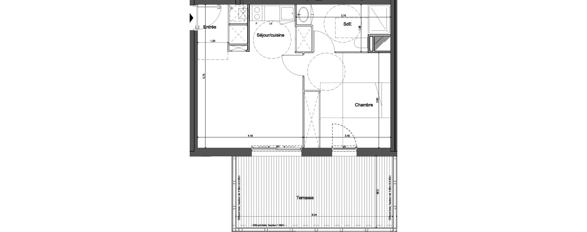 Appartement T2 de 42,55 m2 &agrave; Bordeaux Tivoli