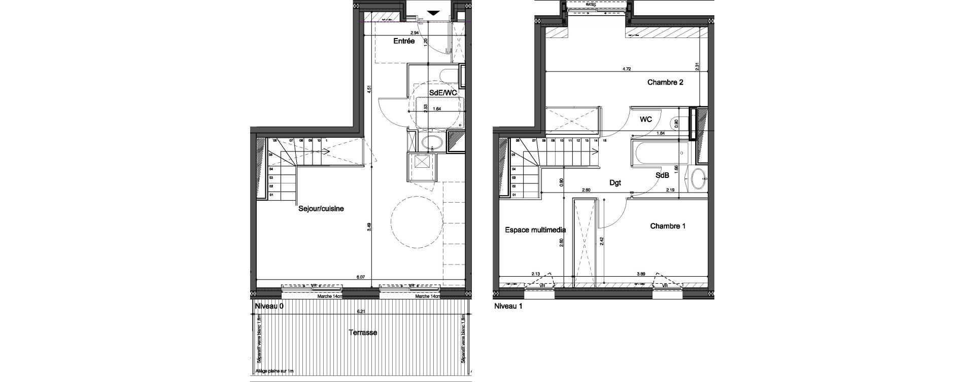 Duplex T3 de 67,70 m2 &agrave; Bordeaux Tivoli