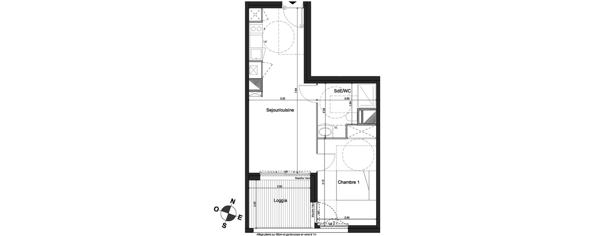 Appartement T2 de 40,60 m2 &agrave; Bordeaux Tivoli