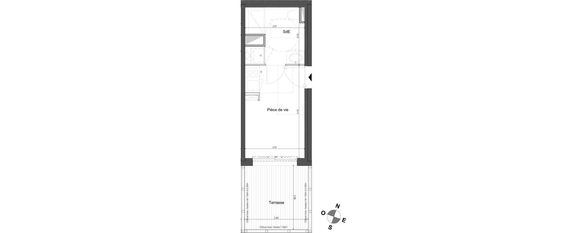 Appartement T1 de 17,05 m2 &agrave; Bordeaux Tivoli