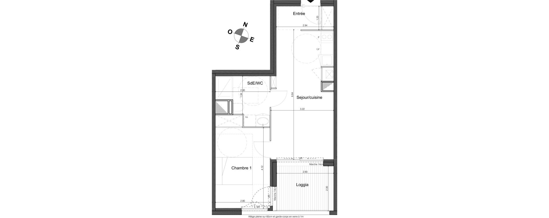 Appartement T2 de 41,90 m2 &agrave; Bordeaux Tivoli