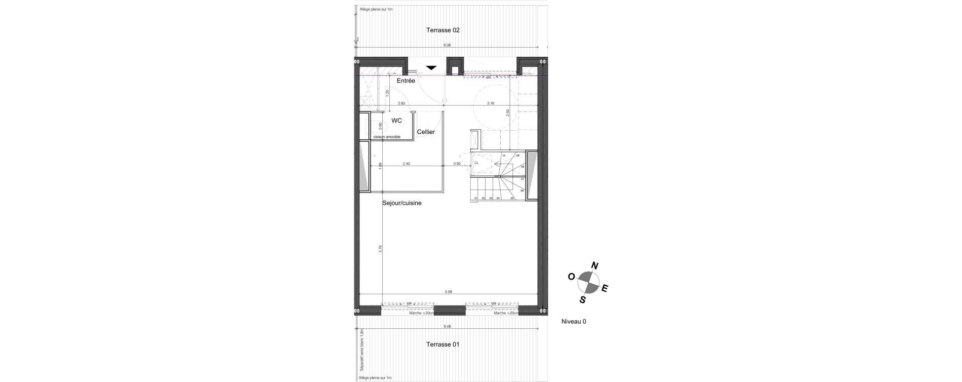 Duplex T3 de 79,60 m2 &agrave; Bordeaux Tivoli