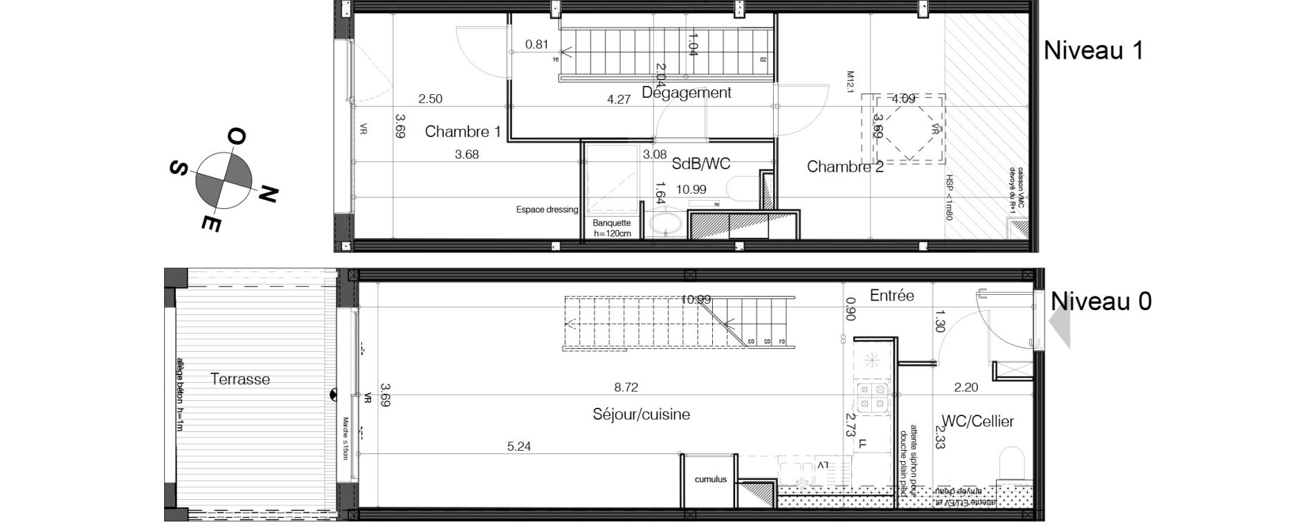 Duplex T3 de 66,58 m2 &agrave; Bordeaux Tivoli