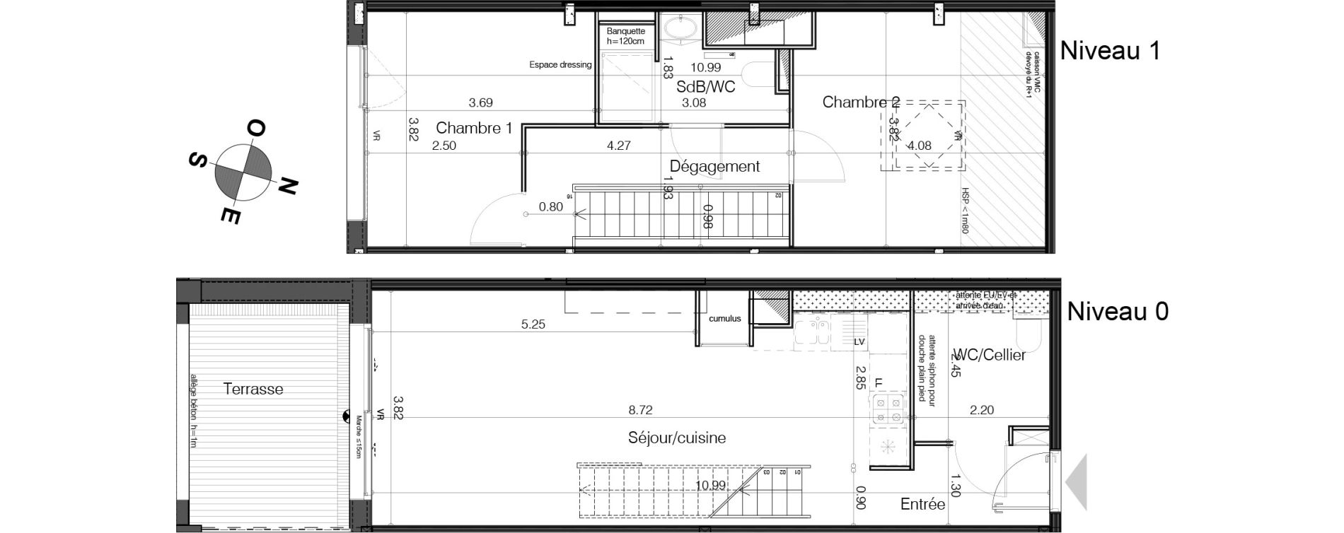 Duplex T3 de 69,18 m2 &agrave; Bordeaux Tivoli