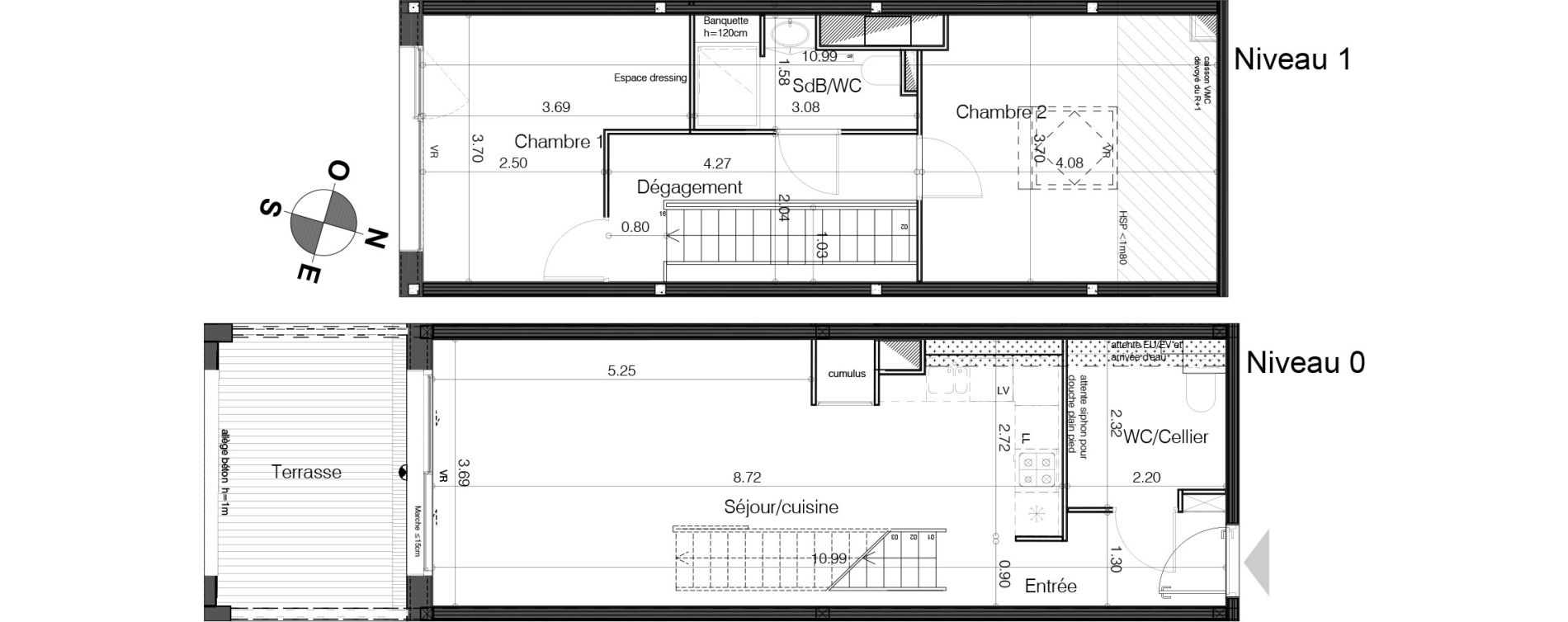 Duplex T3 de 66,49 m2 &agrave; Bordeaux Tivoli