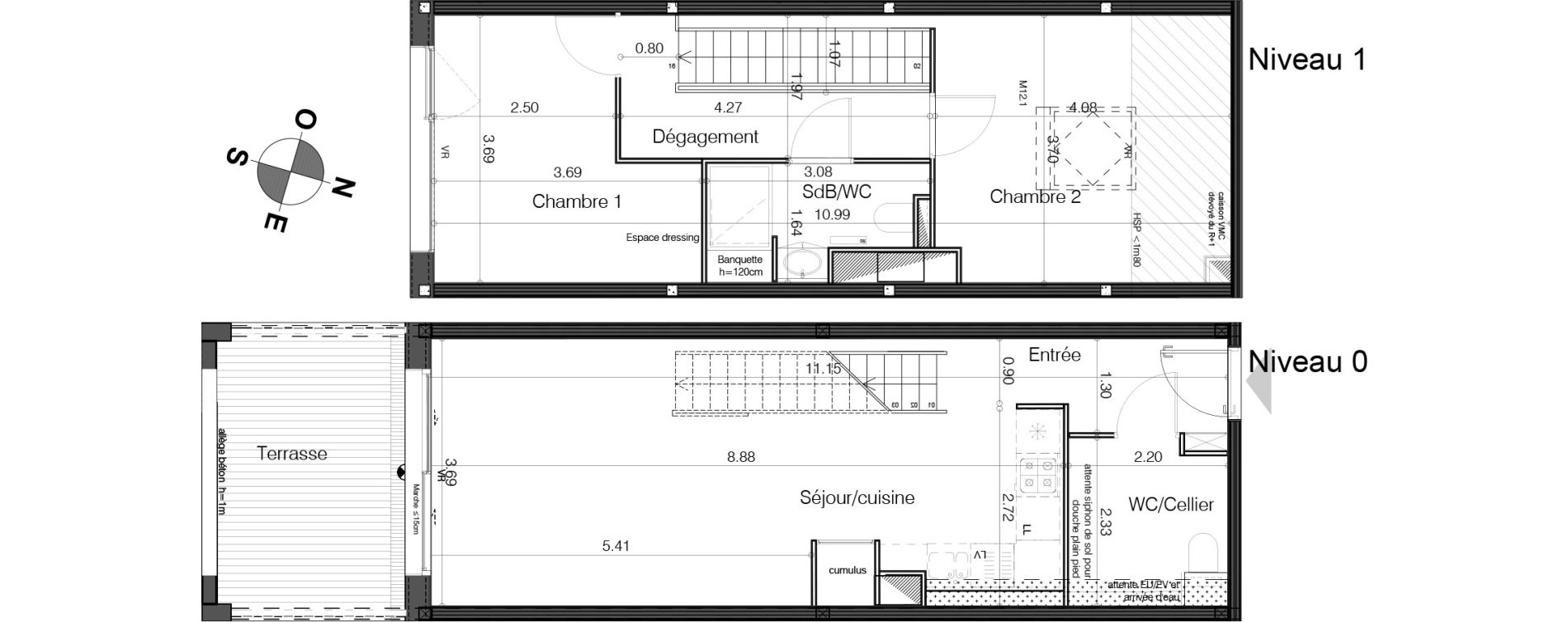Duplex T3 de 67,32 m2 &agrave; Bordeaux Tivoli