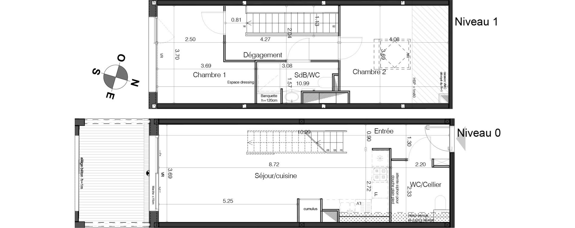 Duplex T3 de 66,55 m2 &agrave; Bordeaux Tivoli