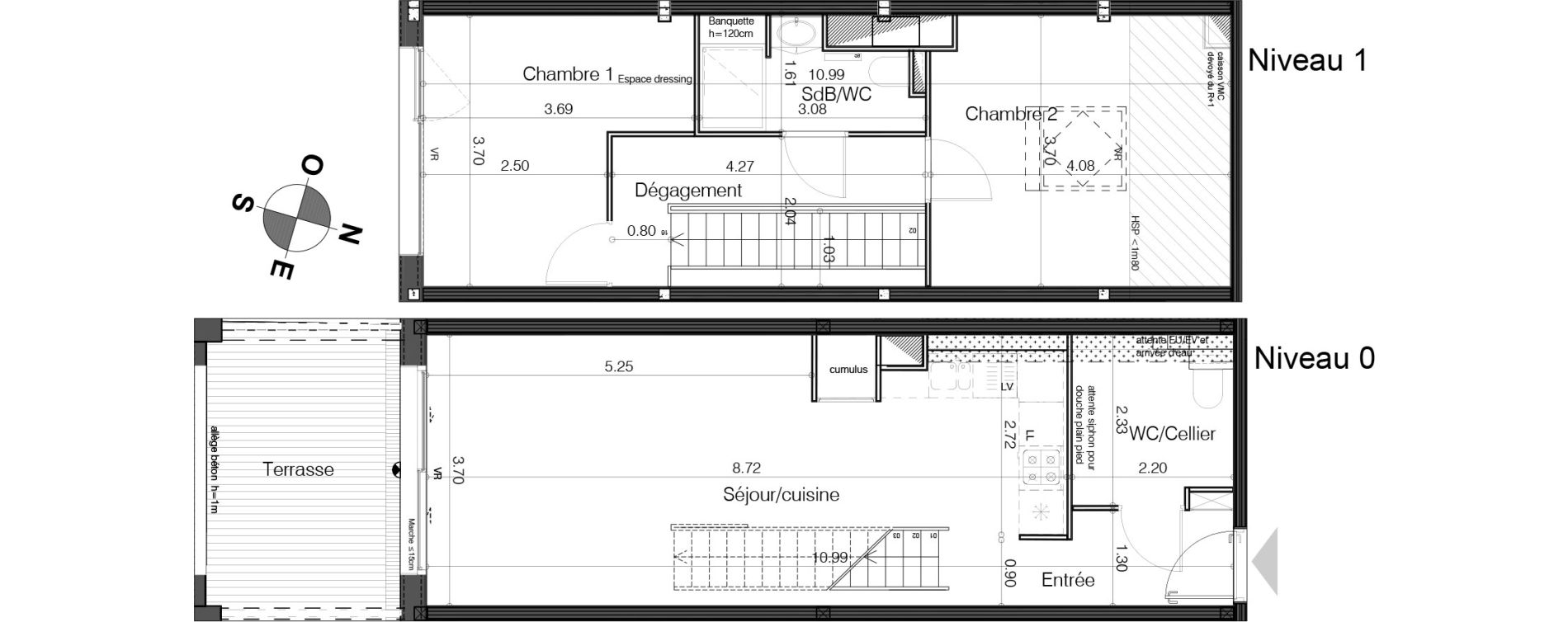 Duplex T3 de 66,53 m2 &agrave; Bordeaux Tivoli