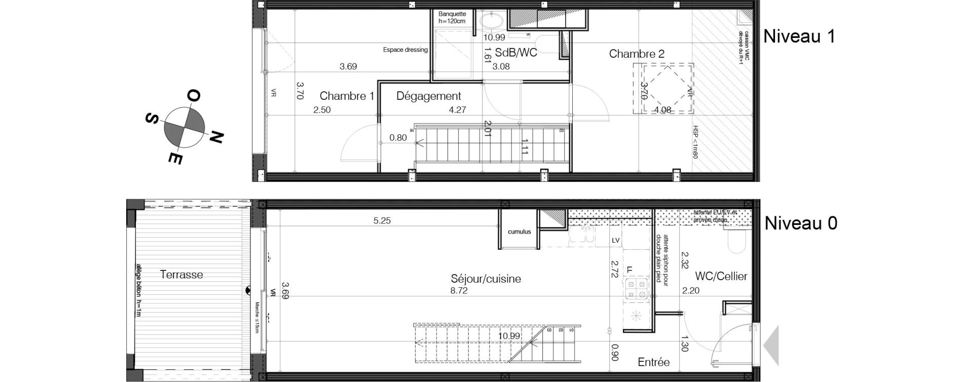 Duplex T3 de 66,67 m2 &agrave; Bordeaux Tivoli