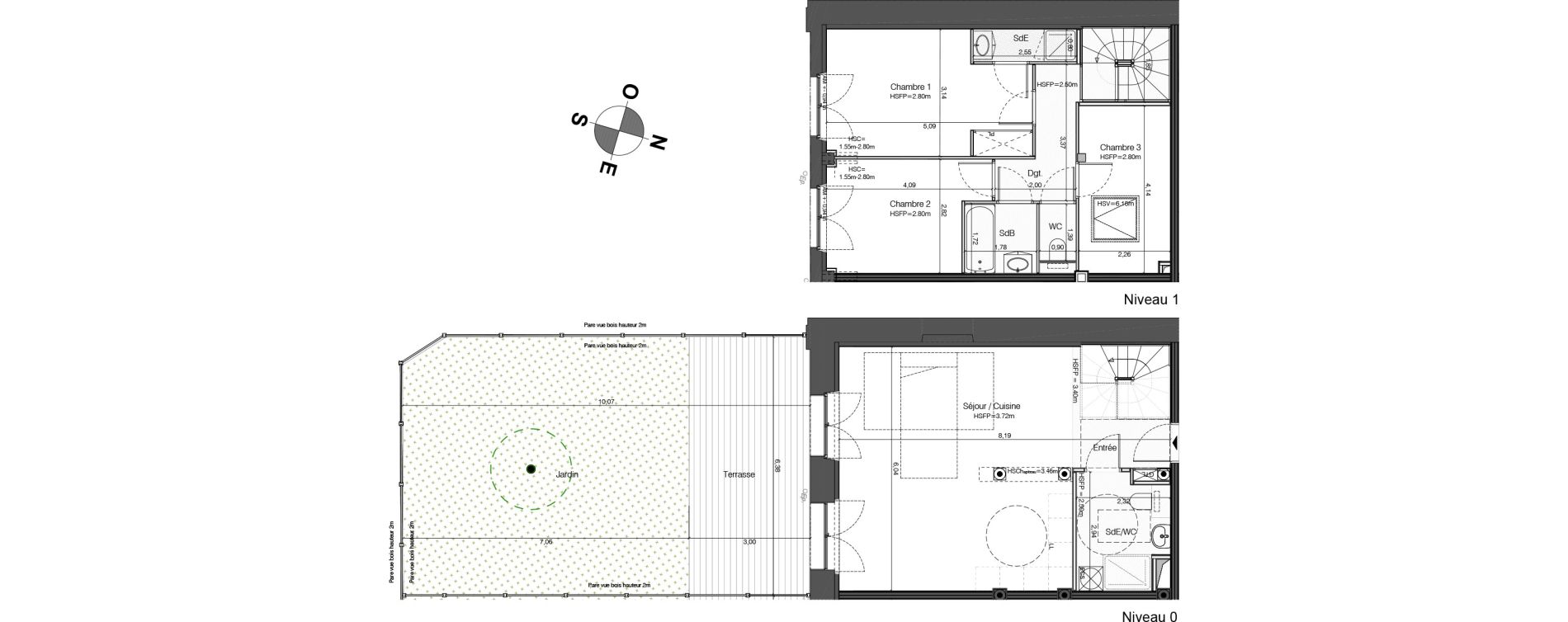 Duplex T4 de 91,02 m2 &agrave; Bordeaux Tivoli