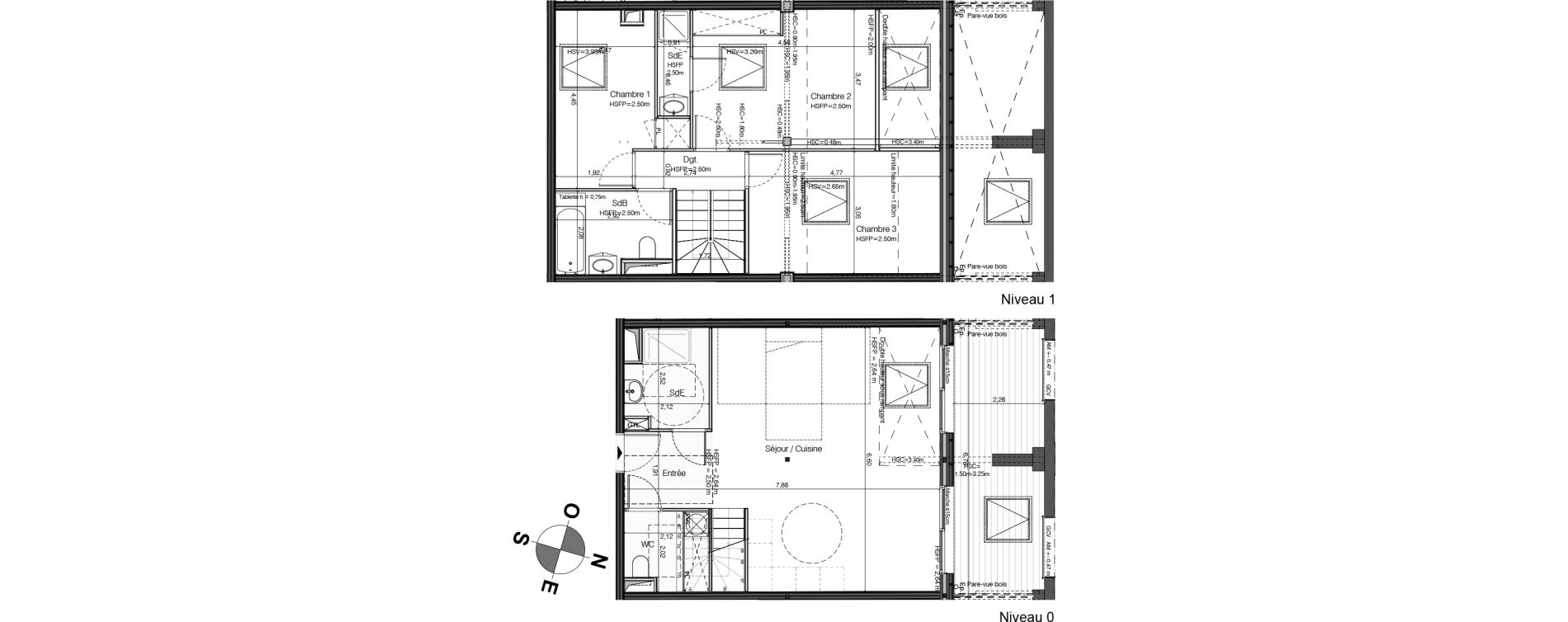 Duplex T4 de 95,69 m2 &agrave; Bordeaux Tivoli