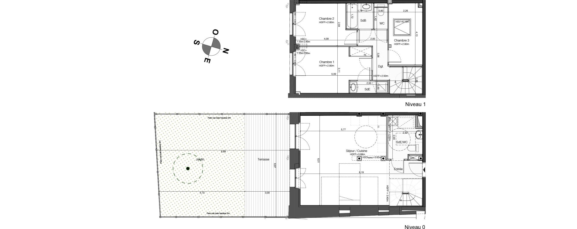 Duplex T4 de 90,76 m2 &agrave; Bordeaux Tivoli