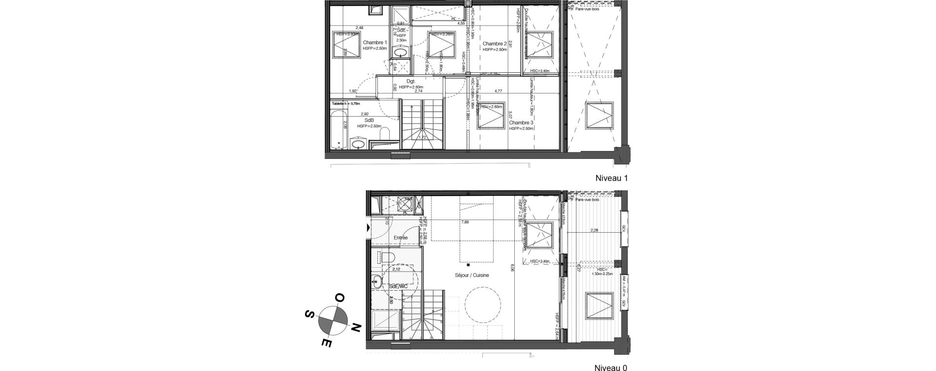 Duplex T4 de 86,75 m2 &agrave; Bordeaux Tivoli