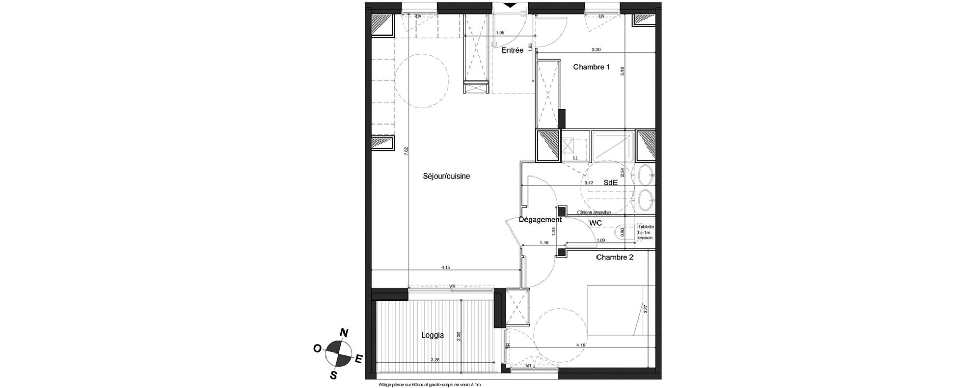 Appartement T3 de 65,40 m2 &agrave; Bordeaux Tivoli