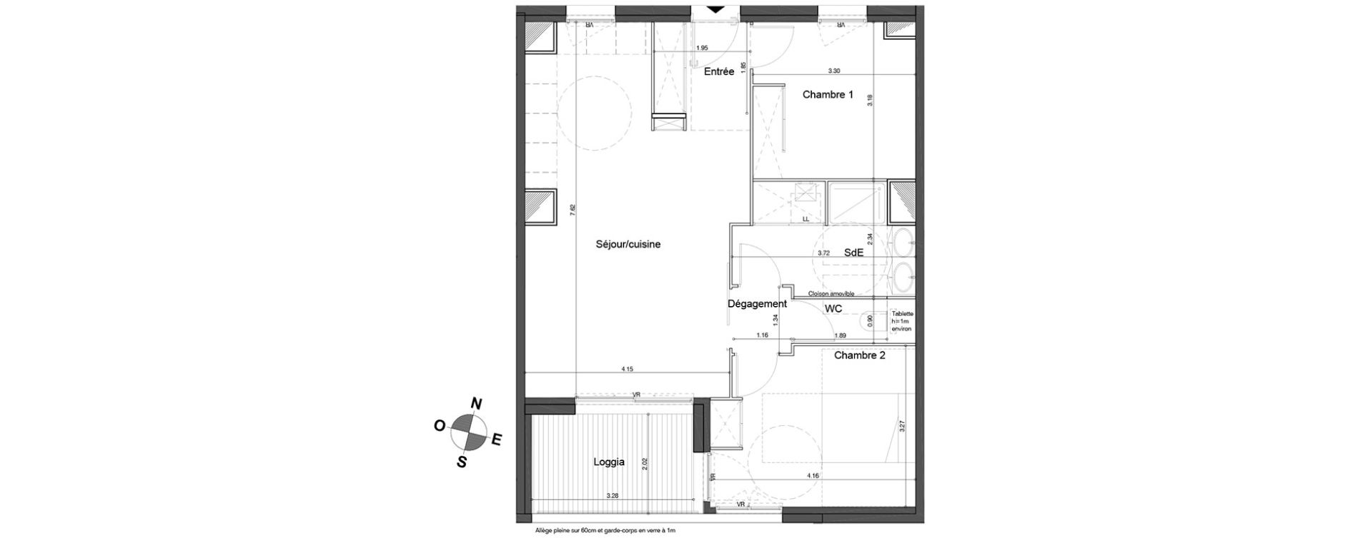 Appartement T3 de 65,80 m2 &agrave; Bordeaux Tivoli