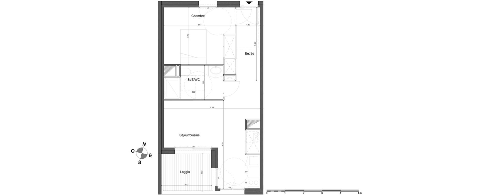 Appartement T2 de 42,90 m2 &agrave; Bordeaux Tivoli