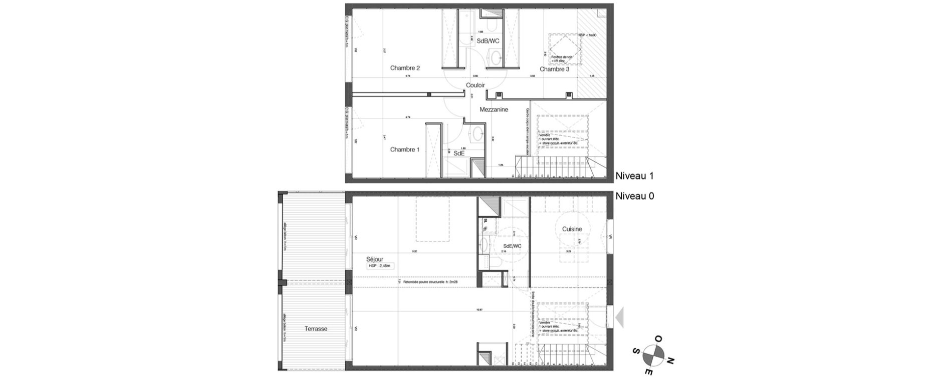 Duplex T4 de 131,55 m2 &agrave; Bordeaux Tivoli