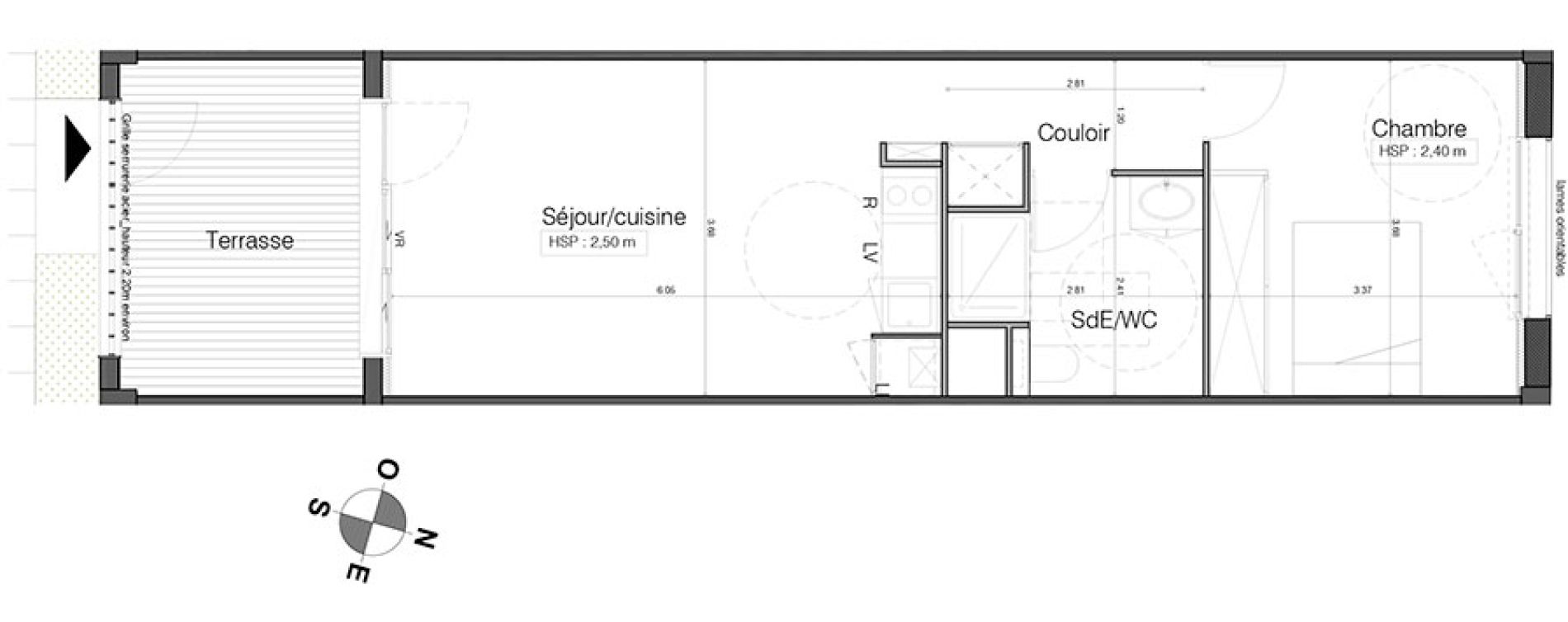 Appartement T2 de 43,95 m2 &agrave; Bordeaux Tivoli