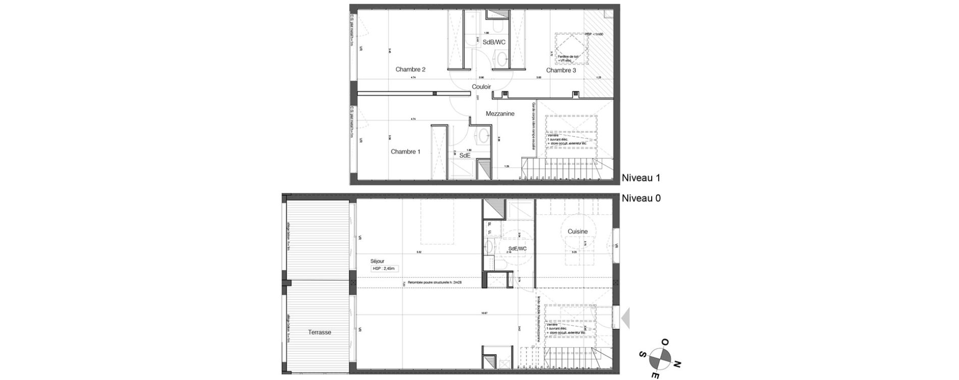 Duplex T4 de 131,10 m2 &agrave; Bordeaux Tivoli