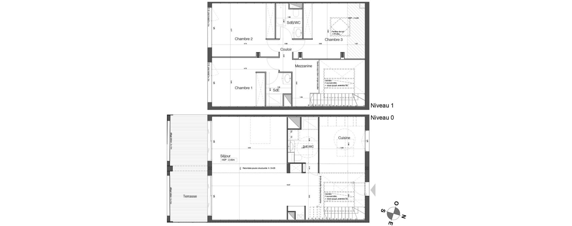 Duplex T4 de 133,90 m2 &agrave; Bordeaux Tivoli