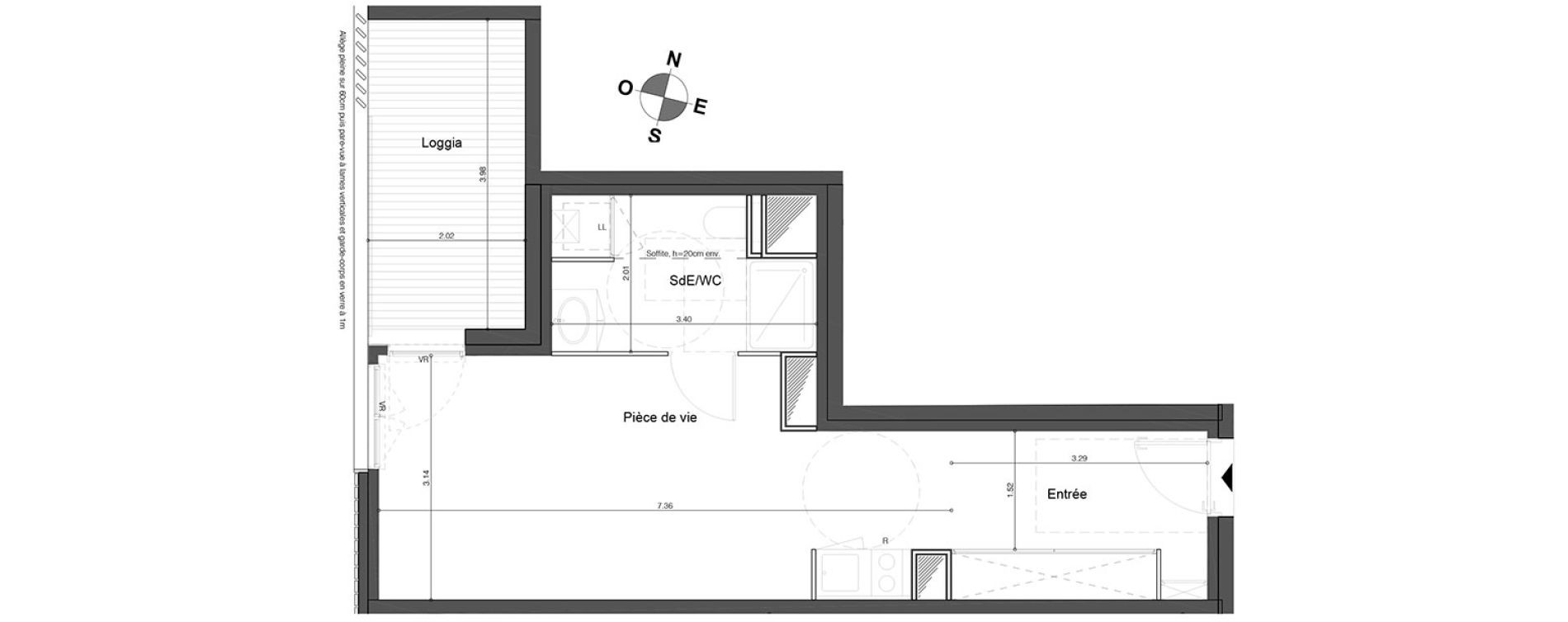 Appartement T1 de 33,65 m2 &agrave; Bordeaux Tivoli