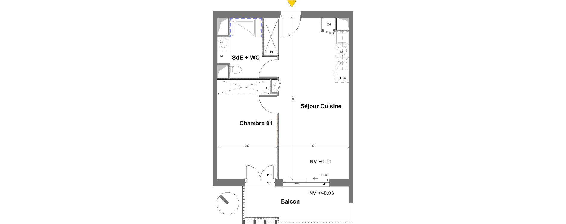Appartement T2 de 44,60 m2 &agrave; Bordeaux Bastide