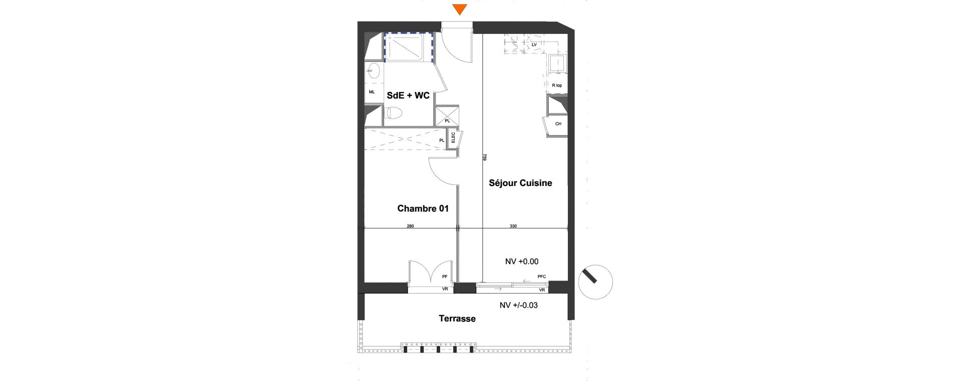Appartement T2 de 44,60 m2 &agrave; Bordeaux Bastide