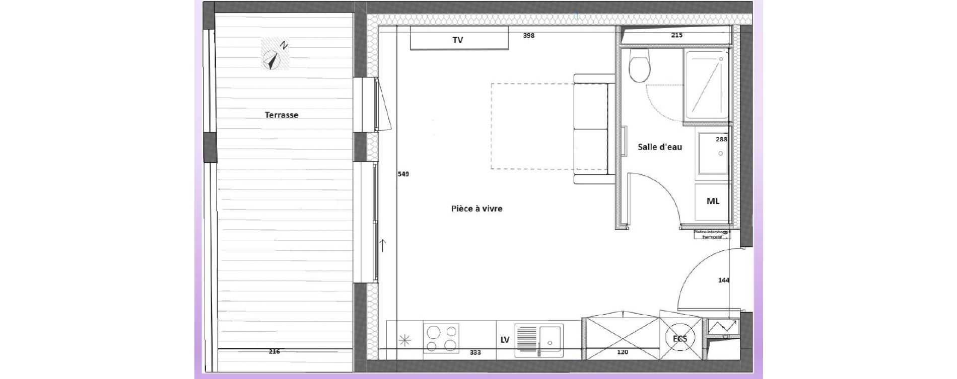 Appartement T1 de 30,02 m2 &agrave; Bordeaux Chartrons