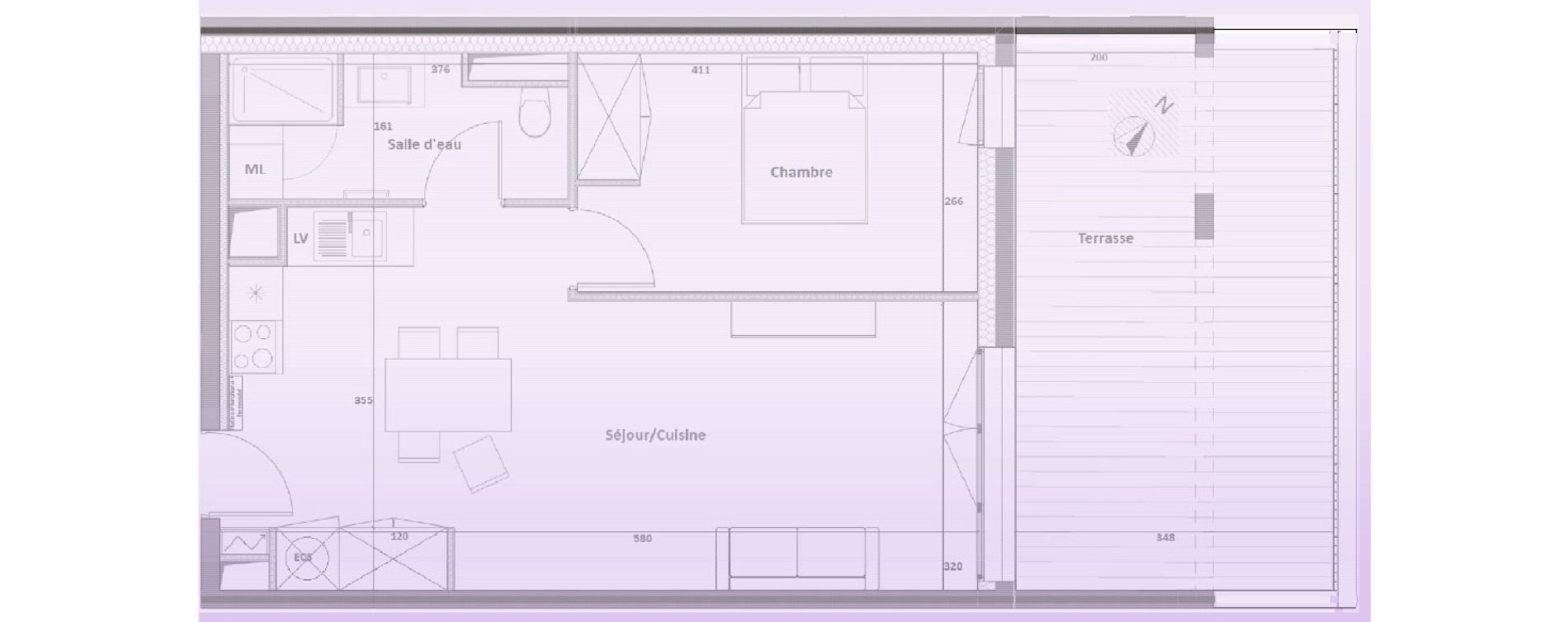 Appartement T2 de 47,00 m2 &agrave; Bordeaux Chartrons