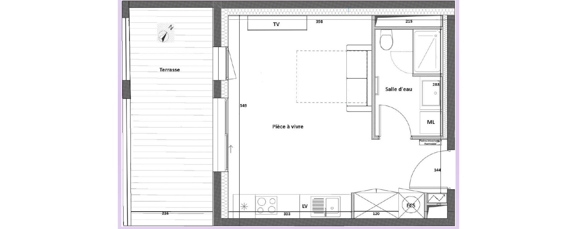 Appartement T1 de 29,54 m2 &agrave; Bordeaux Chartrons