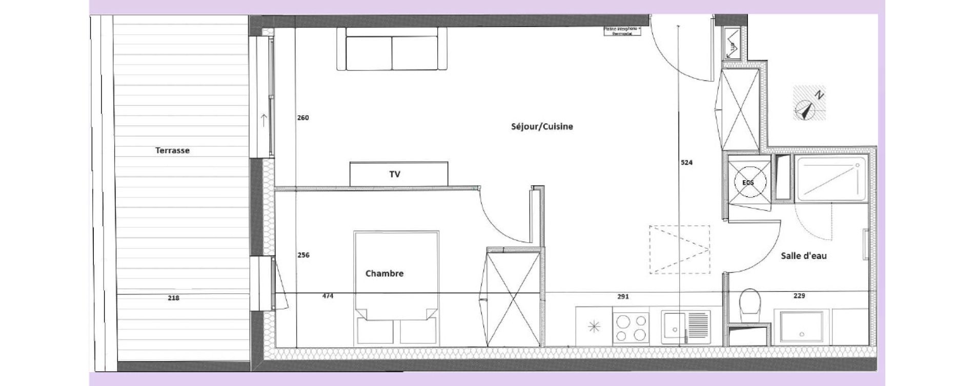 Appartement T2 de 44,90 m2 &agrave; Bordeaux Chartrons