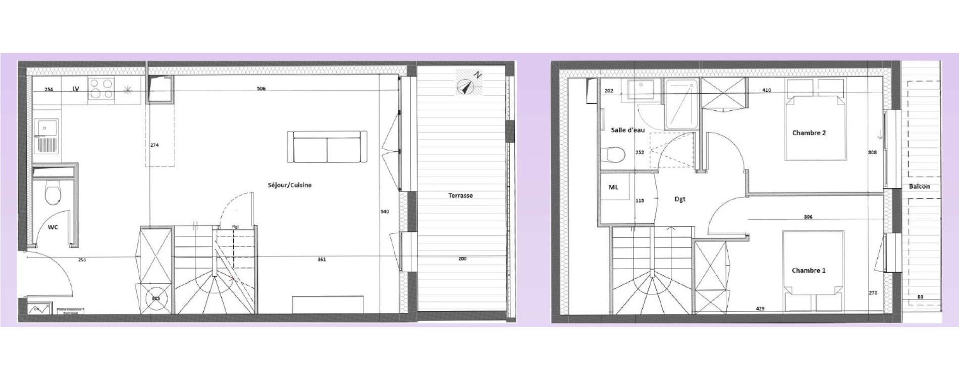 Duplex T3 de 69,45 m2 &agrave; Bordeaux Chartrons