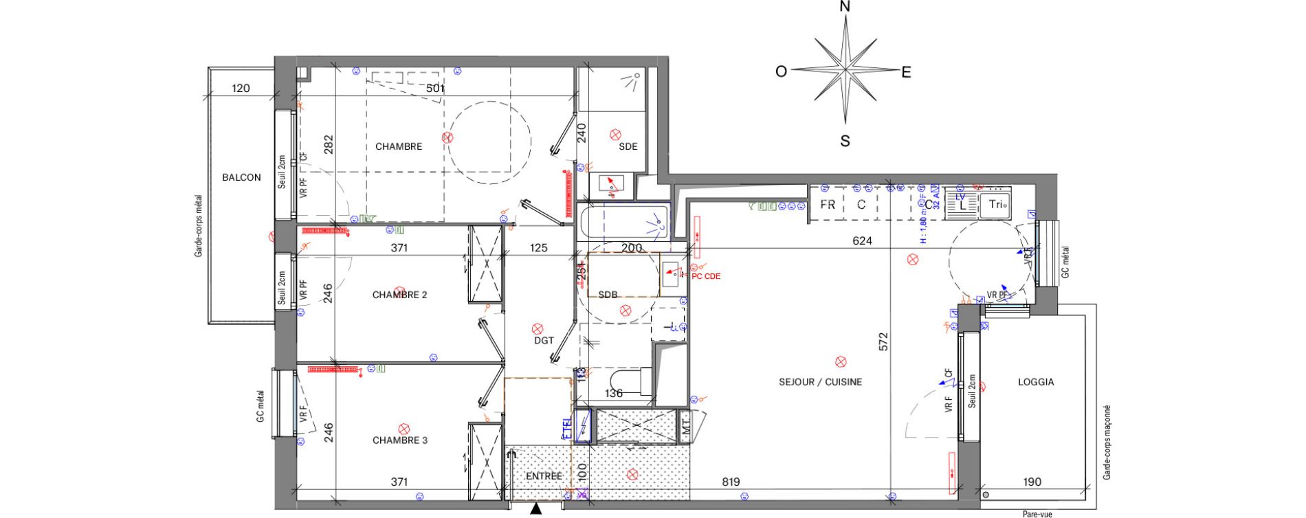 Appartement T4 de 80,70 m2 &agrave; Bordeaux Belv&eacute;d&egrave;re