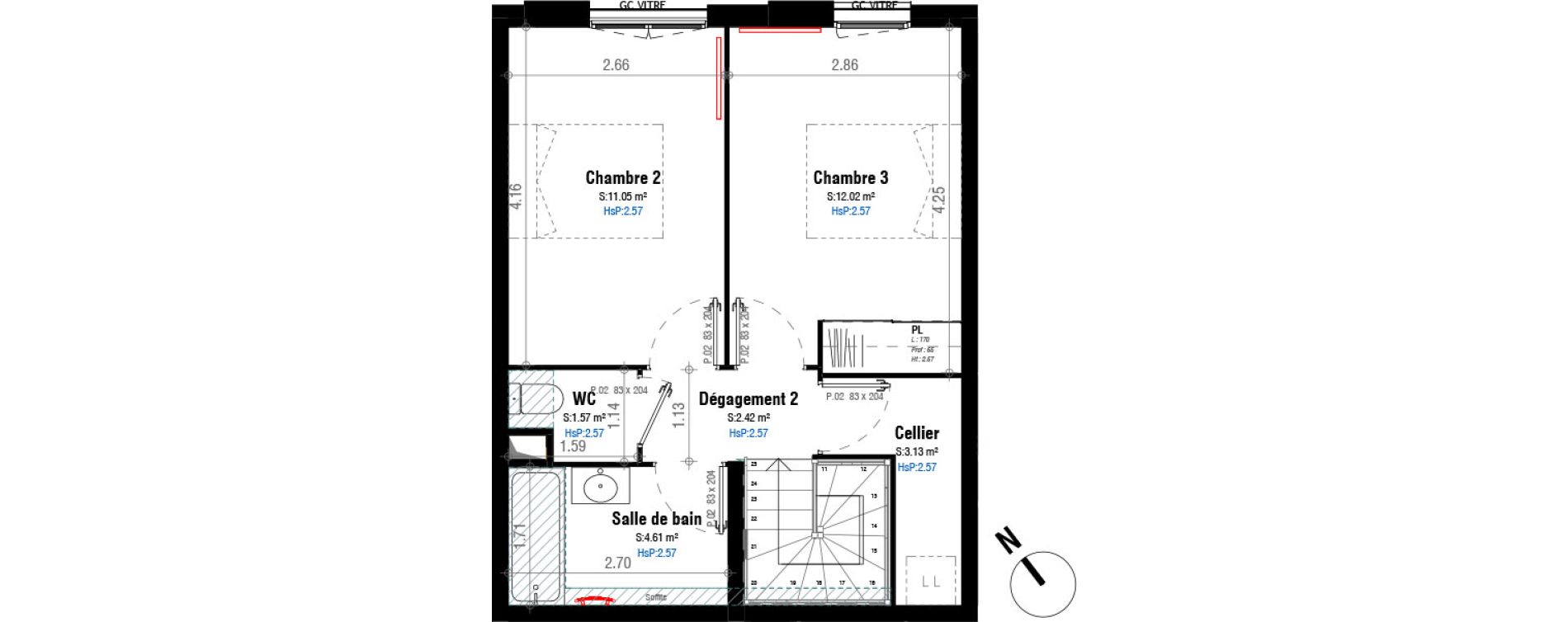 Duplex T4 de 91,16 m2 &agrave; Bordeaux Belv&eacute;d&egrave;re