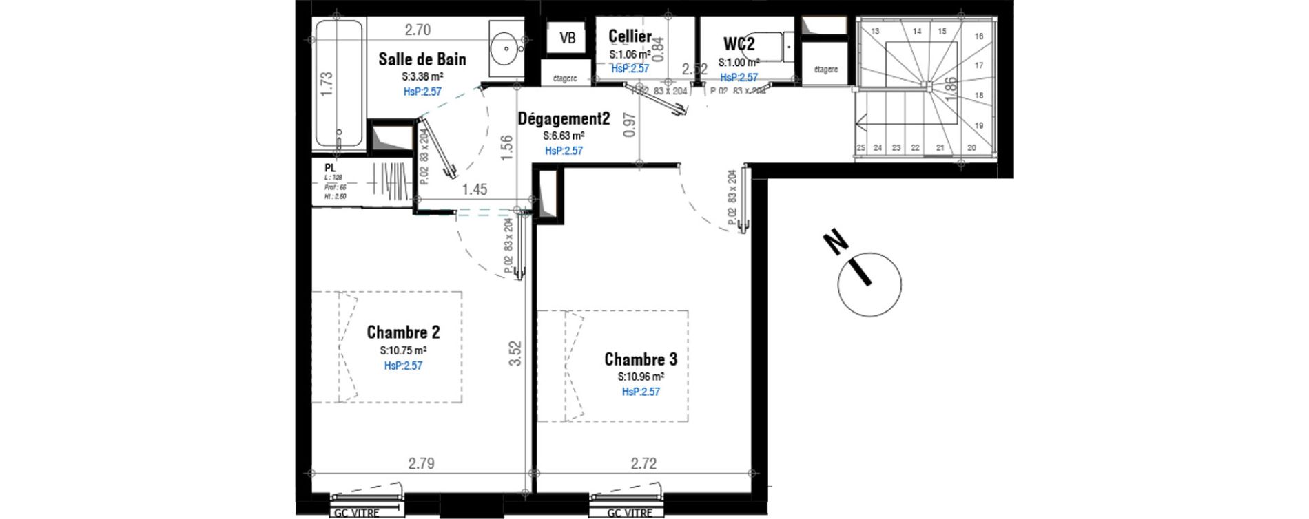 Duplex T4 de 92,31 m2 &agrave; Bordeaux Belv&eacute;d&egrave;re