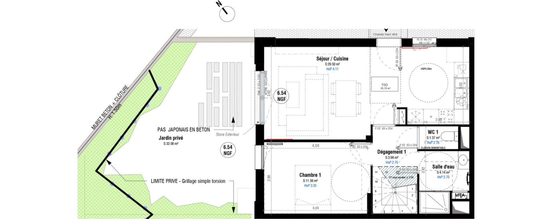 Appartement T5 de 95,70 m2 &agrave; Bordeaux Belv&eacute;d&egrave;re