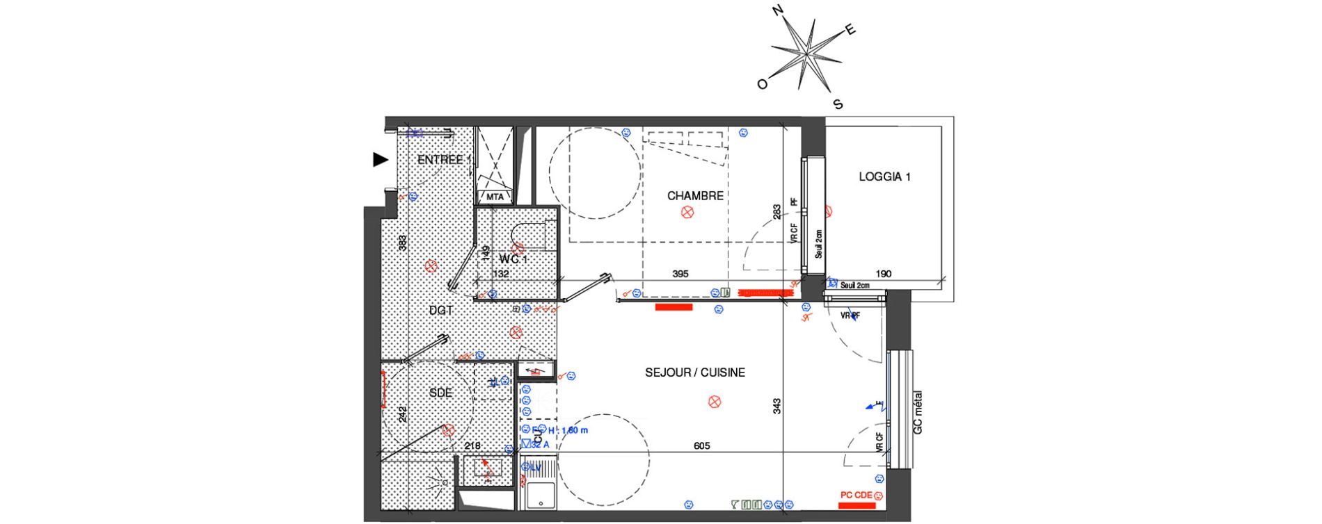 Appartement T2 de 46,00 m2 &agrave; Bordeaux Belv&eacute;d&egrave;re