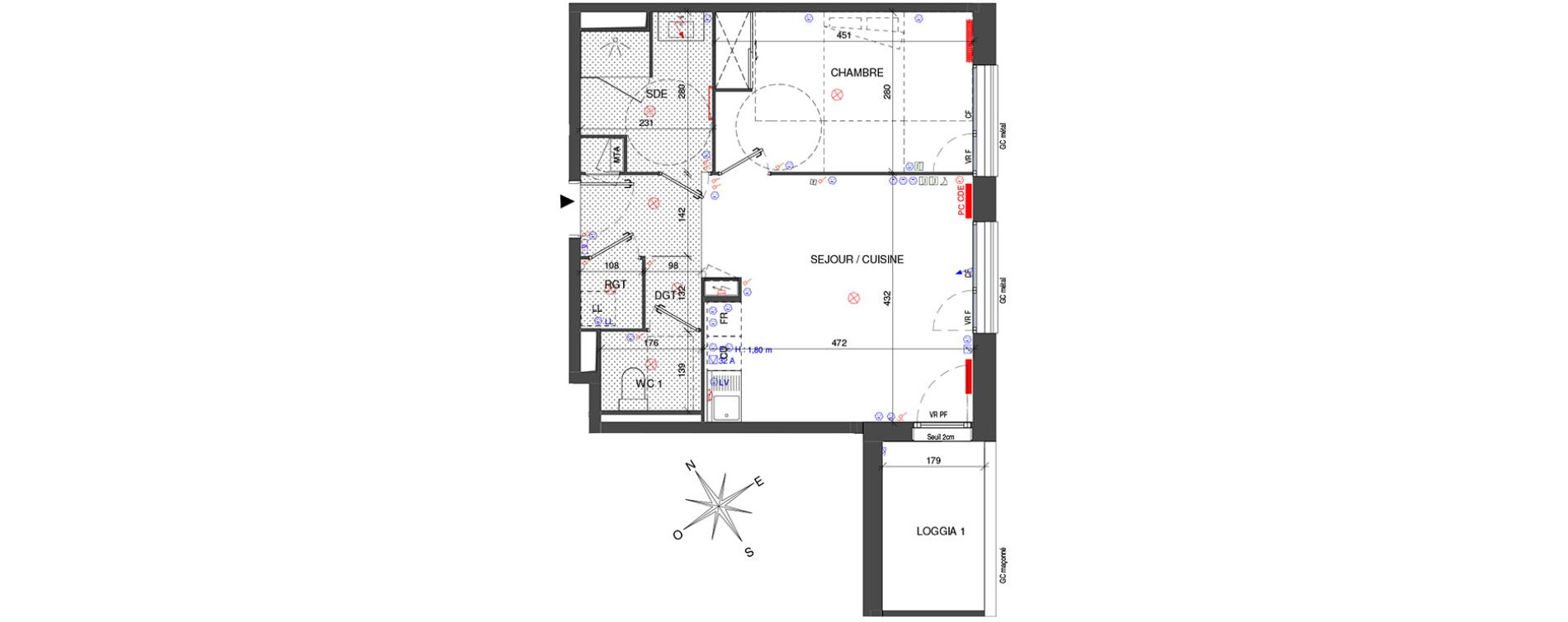 Appartement T2 de 46,20 m2 &agrave; Bordeaux Belv&eacute;d&egrave;re