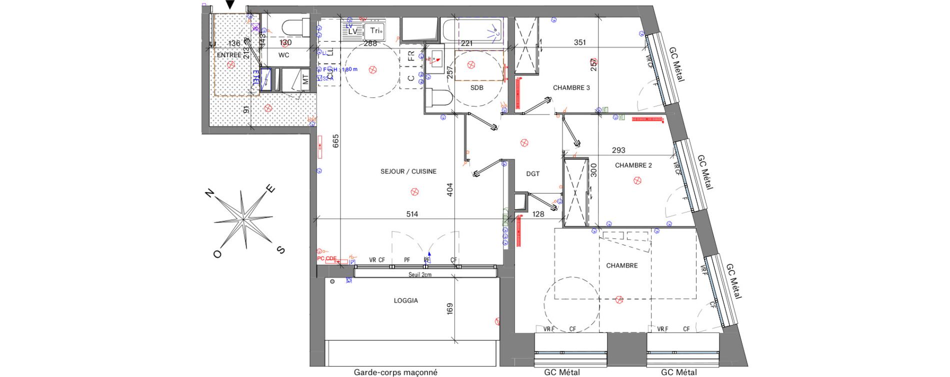 Appartement T4 de 78,10 m2 &agrave; Bordeaux Belv&eacute;d&egrave;re
