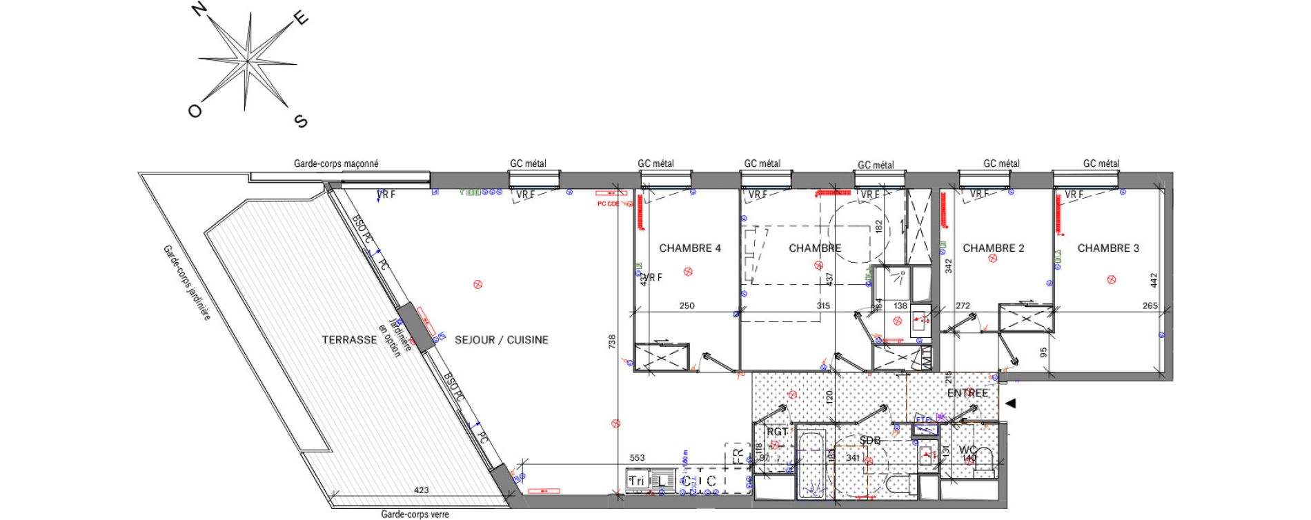 Appartement T5 de 115,20 m2 &agrave; Bordeaux Belv&eacute;d&egrave;re