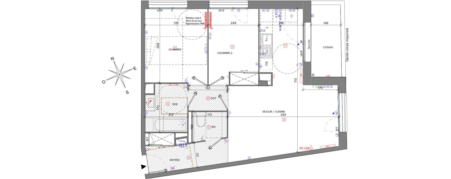 Appartement T3 de 63,30 m2 &agrave; Bordeaux Belv&eacute;d&egrave;re