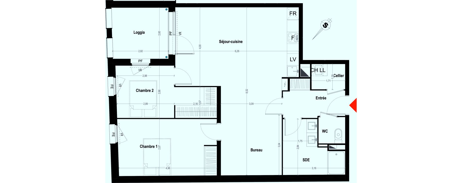 Appartement T3 de 79,93 m2 &agrave; Bordeaux Bastide