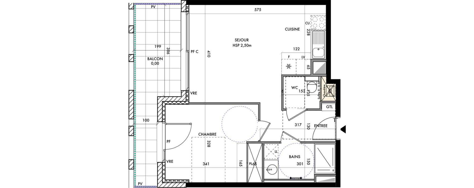 Appartement T2 de 45,26 m2 &agrave; Bordeaux Cauderan