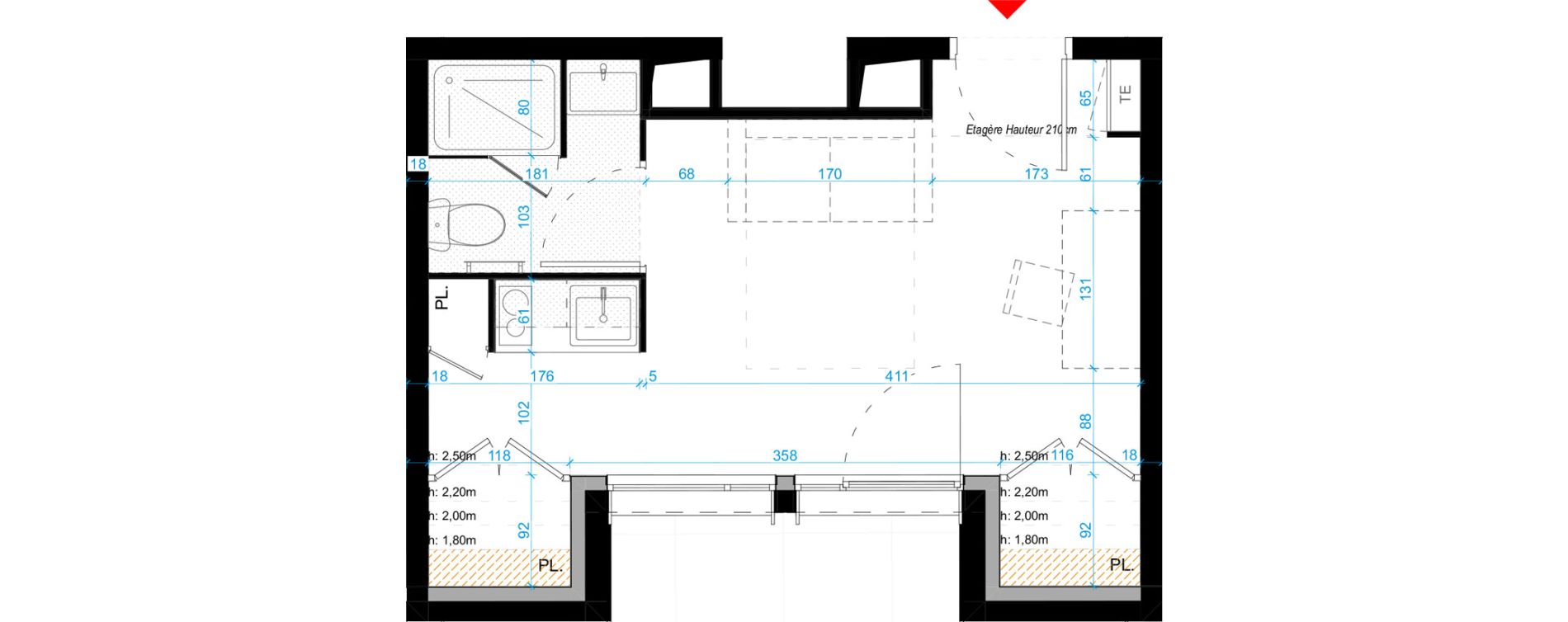 Appartement T1 meubl&eacute; de 20,30 m2 &agrave; Bordeaux Bastide niel