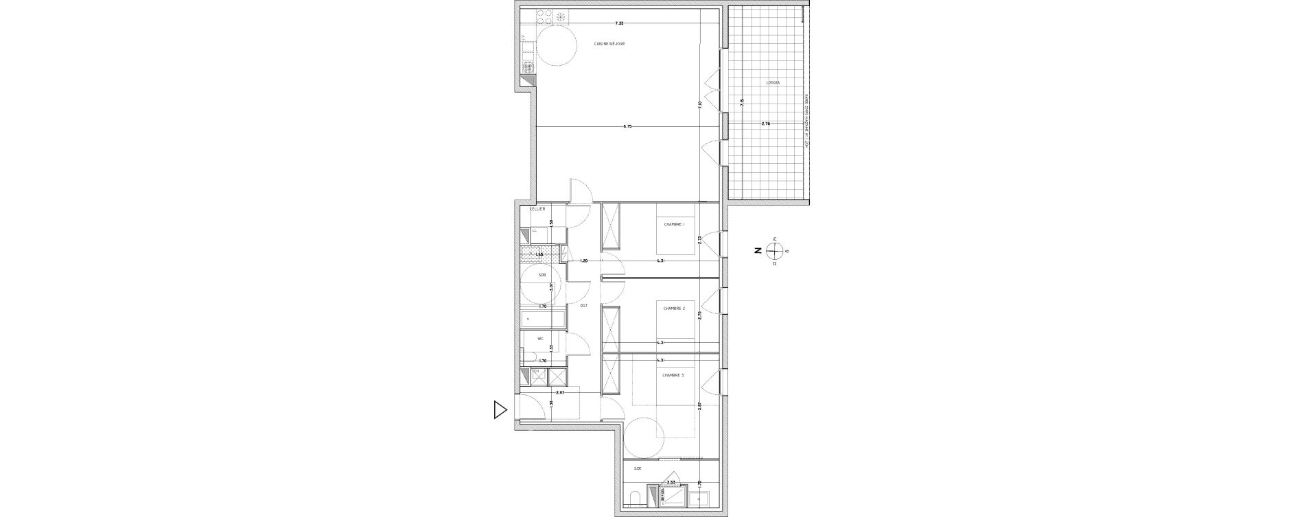 Appartement T4 de 116,20 m2 &agrave; Bordeaux Nansouty