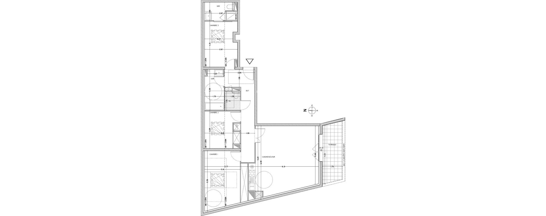 Appartement T4 de 95,30 m2 &agrave; Bordeaux Nansouty