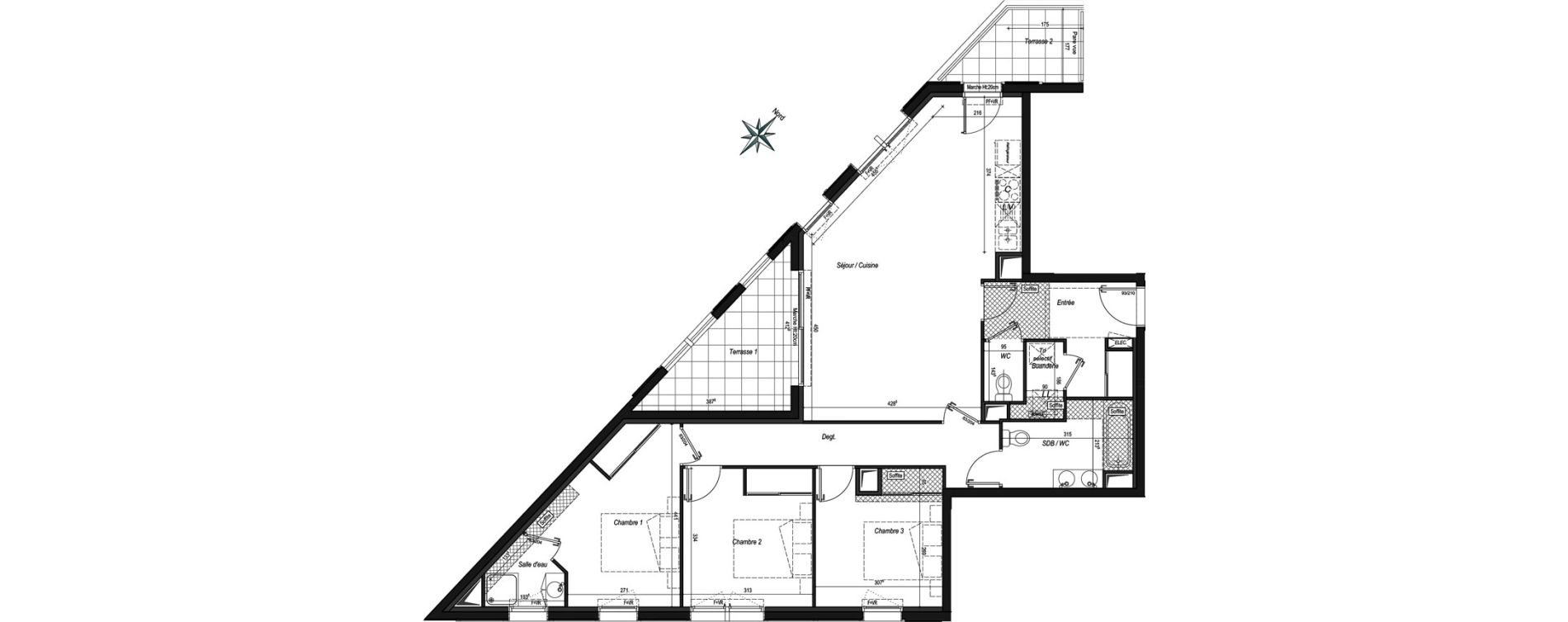 Appartement T4 de 91,36 m2 &agrave; Bordeaux Saint-jean belcier